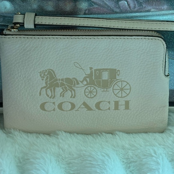 Coach Handbags - Coach Beige Leather Wristlet